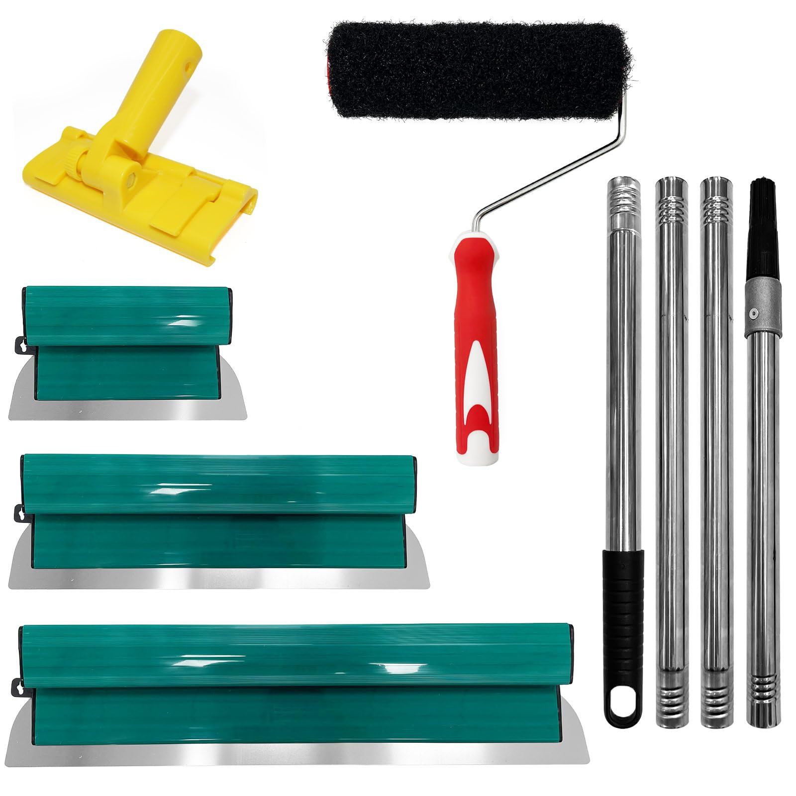 Lame d'écrémage pour cloison sèche, lame en acier inoxydable de 0,4 mm, truelle lisse et démontable pour cloison sèche pour décoration murale de zone de travail (vert, 25,4 cm + 40,6 cm + 61