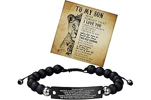 To My Son Bracelet from Mom Agate Stone and Stainless Steel Adjustable Bracelet