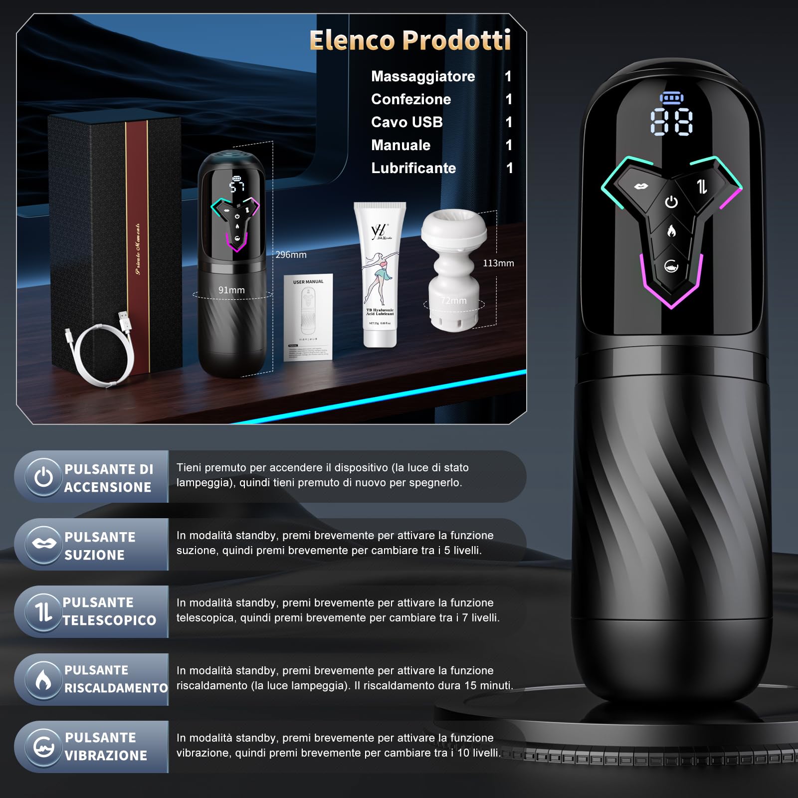 Masturbatore Uomo Sex Toys Interattivo con IA, Masturvatore per Uomo Realista con 10 Modalità Vibrazione 7 Telescopiche e 5 Suzione, Vagina a Riscaldamento Rapido, Sexytoysys Coppia con Controllo APP