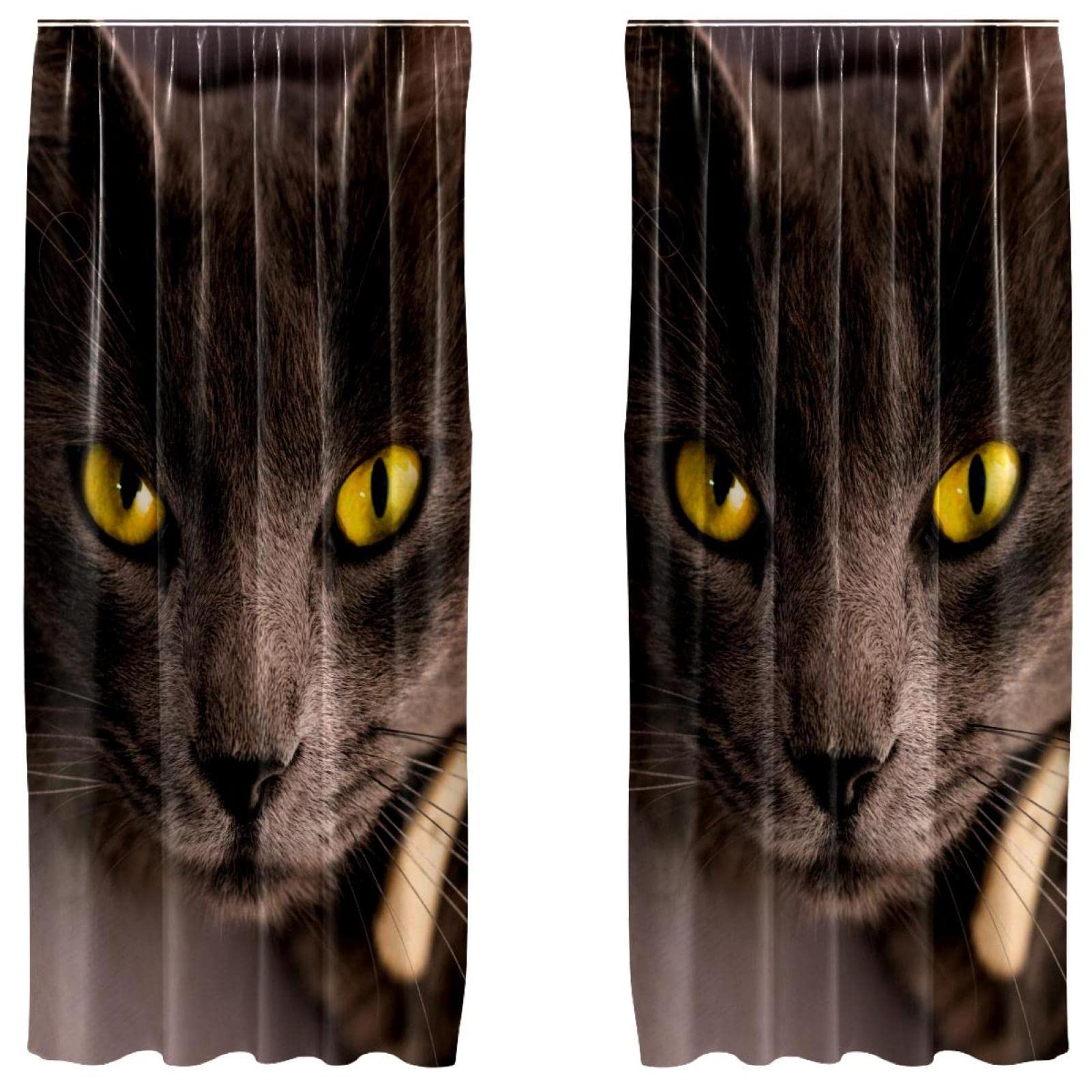 Cortinas de gato británico de pelo corto para ventana de salón, juego de 2 piezas de 55x84"