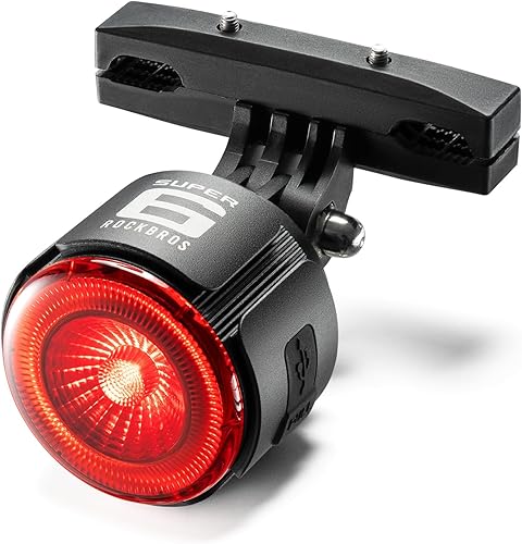 Miniatura 8 de ROCKBROS Luz trasera de bicicleta inteligente, ángulo ajustable y doble montaje luces traseras de bicicleta, cuentas potentes con diseño óptico de