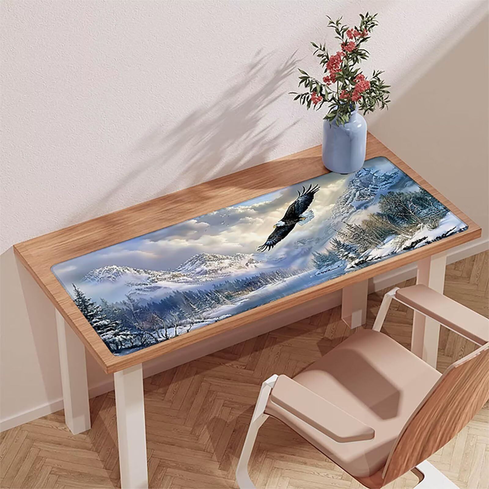 Alfombrilla Ratón Gaming Blanco, Alfombrilla Ratón XXL 1600x800x3mm, Mouse Pad con Bordes cosidos, Tapete Escritorio con Base de Goma Antideslizantek, Accesorios Gaming, Regalo Mujer, áGuila 3-5569