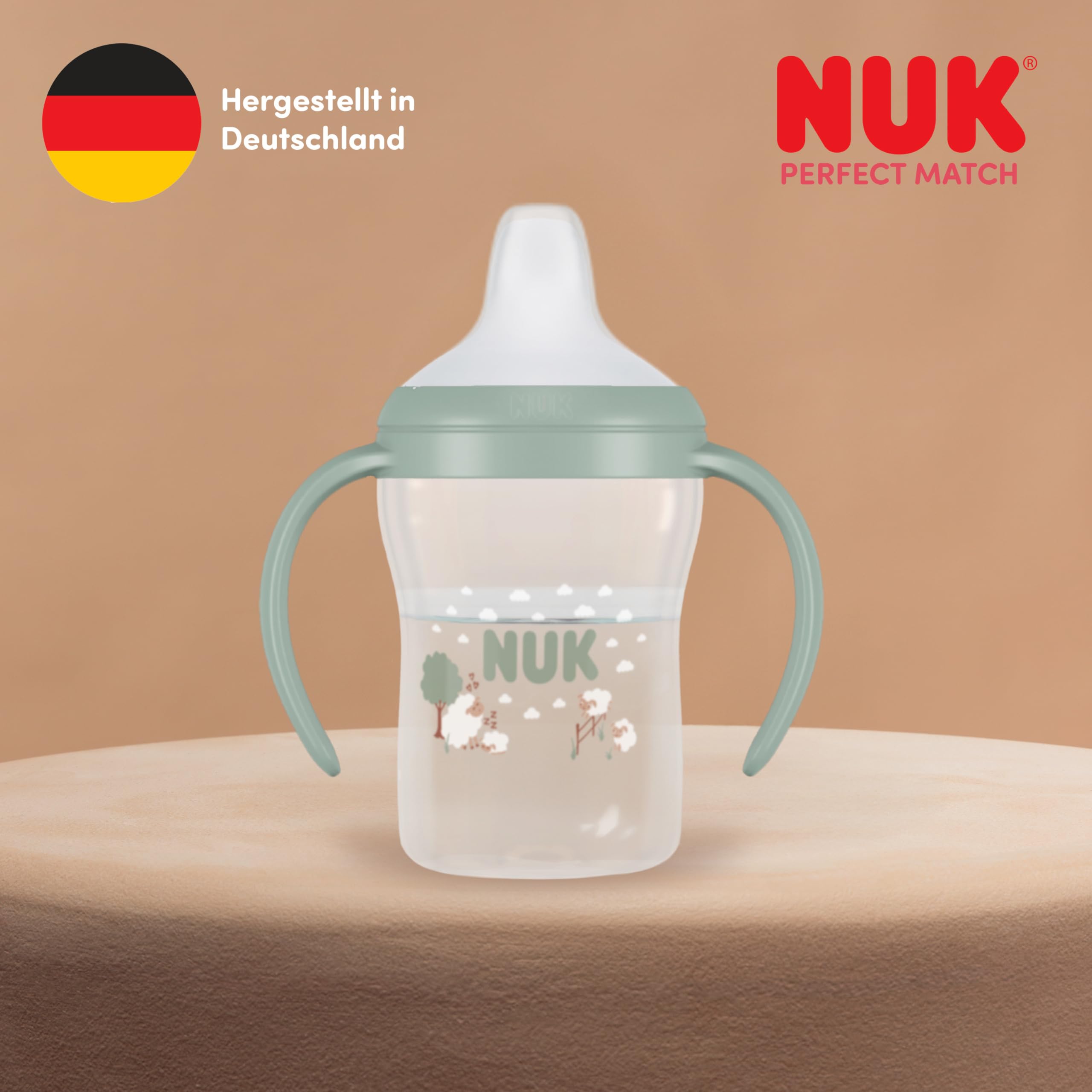 NUK Perfect Match Learner Butelka | 6+ miesięcy | 150 ml | Kubek niekapek dla malucha | Antypoślizgowe uchwyty | świecąca w ciemności | Koala | 1 sztuka