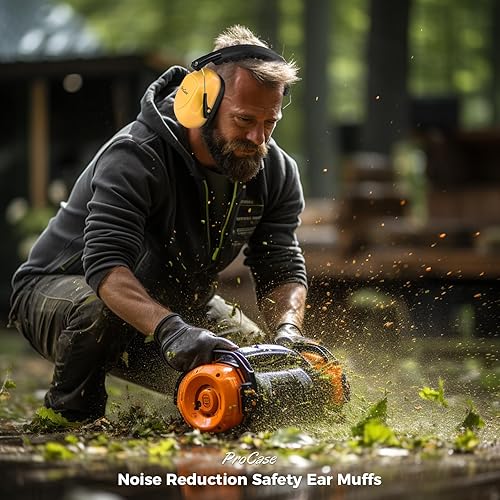 Vista 46 de ProCase - Orejeras de seguridad con protección auditiva NRR de 28 dB; para campos de tiro, podado de césped, construcción, carpintería, 1 - Azul puro