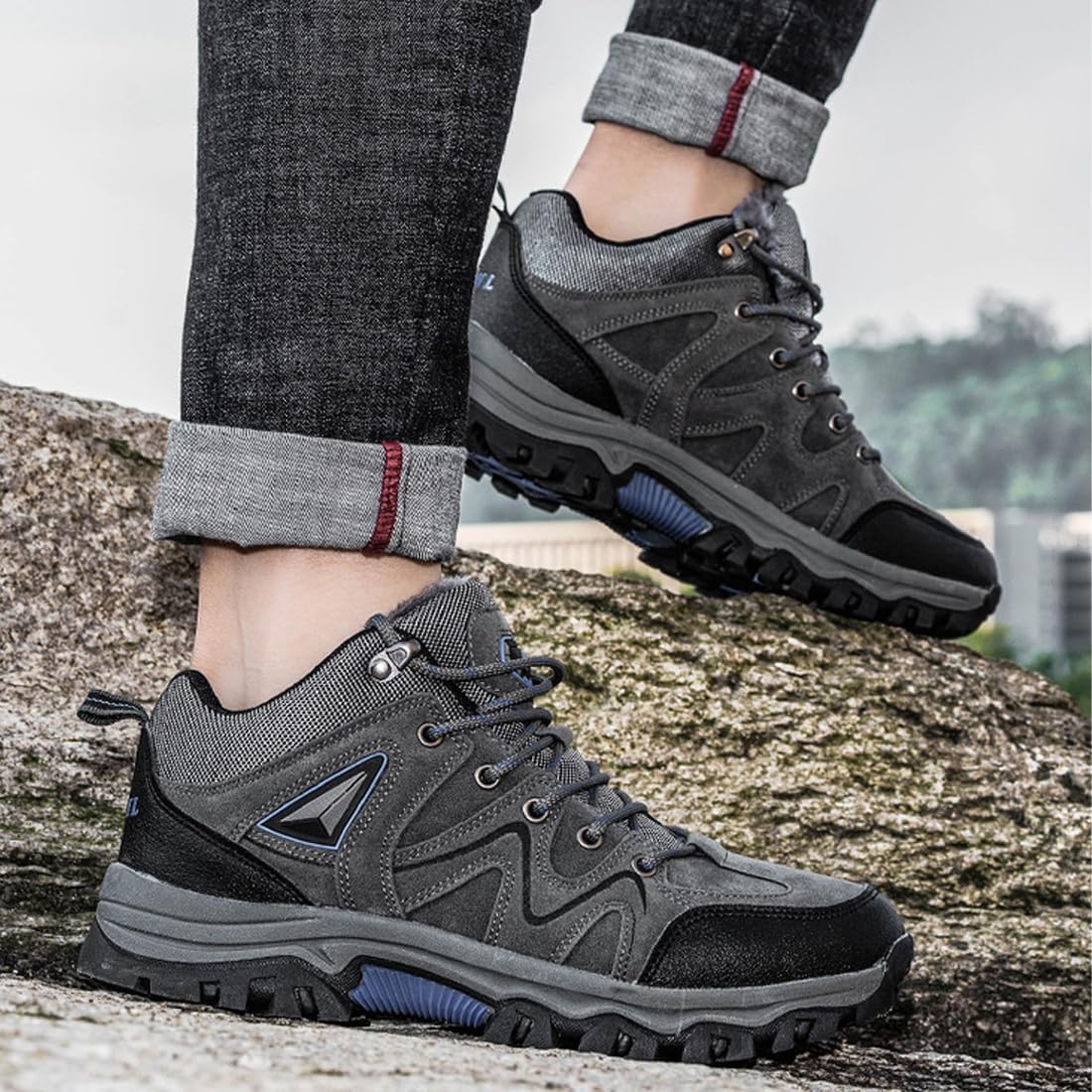Men's Outdoor Lightweight Breathable Orthopedic Hiking Shoes,Comfortable Trekking Work Shoes for All Season,Waterproof Non-Slip Rubber Outsole