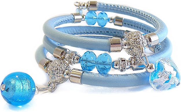 Bracciale Donna In Vera Pelle Toscana Con Perla Di Murano Oro 24kt - Made In Italy Unico - 2