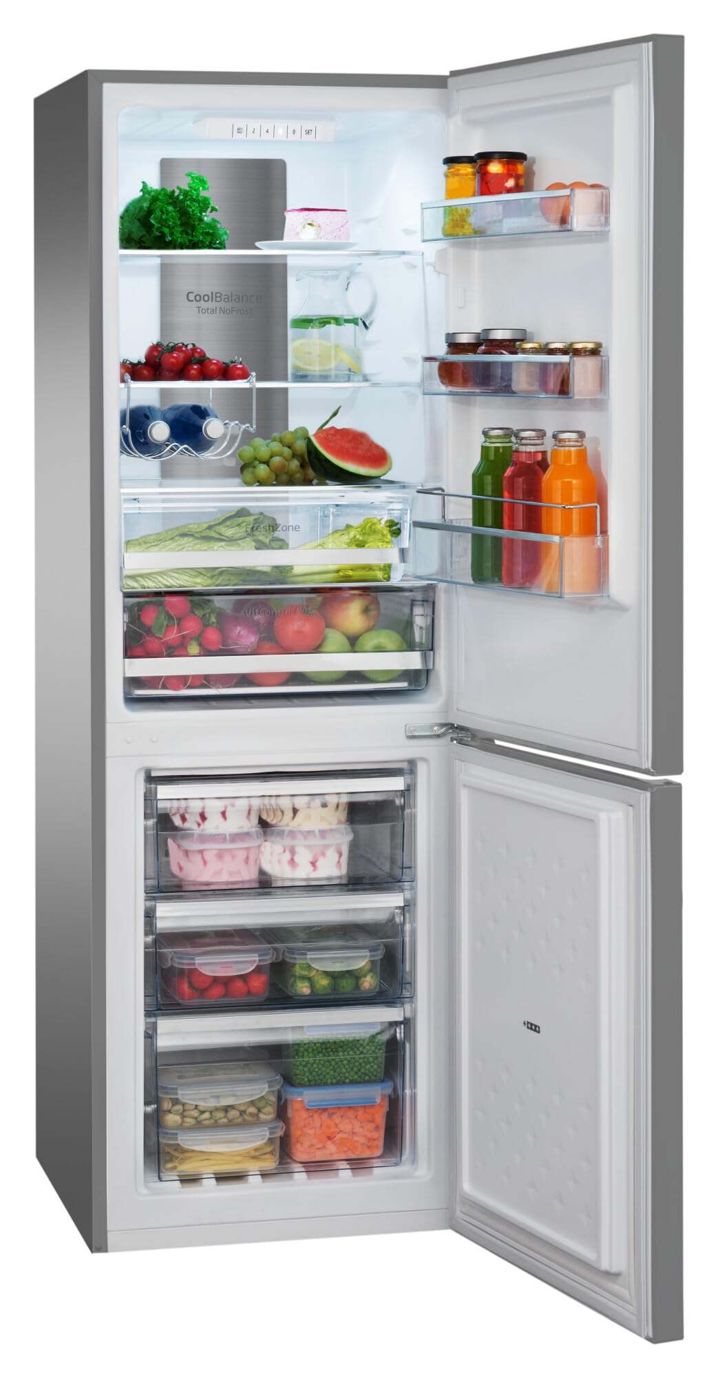 Amica KGCN 387 145 E - Réfrigérateur-congélateur - Réfrigérateur-congélateur - 170 cm de haut - Total NoFrost - Aspect acier inoxydable - Ligne VitControl Plus - Classe d'efficacité énergétique C