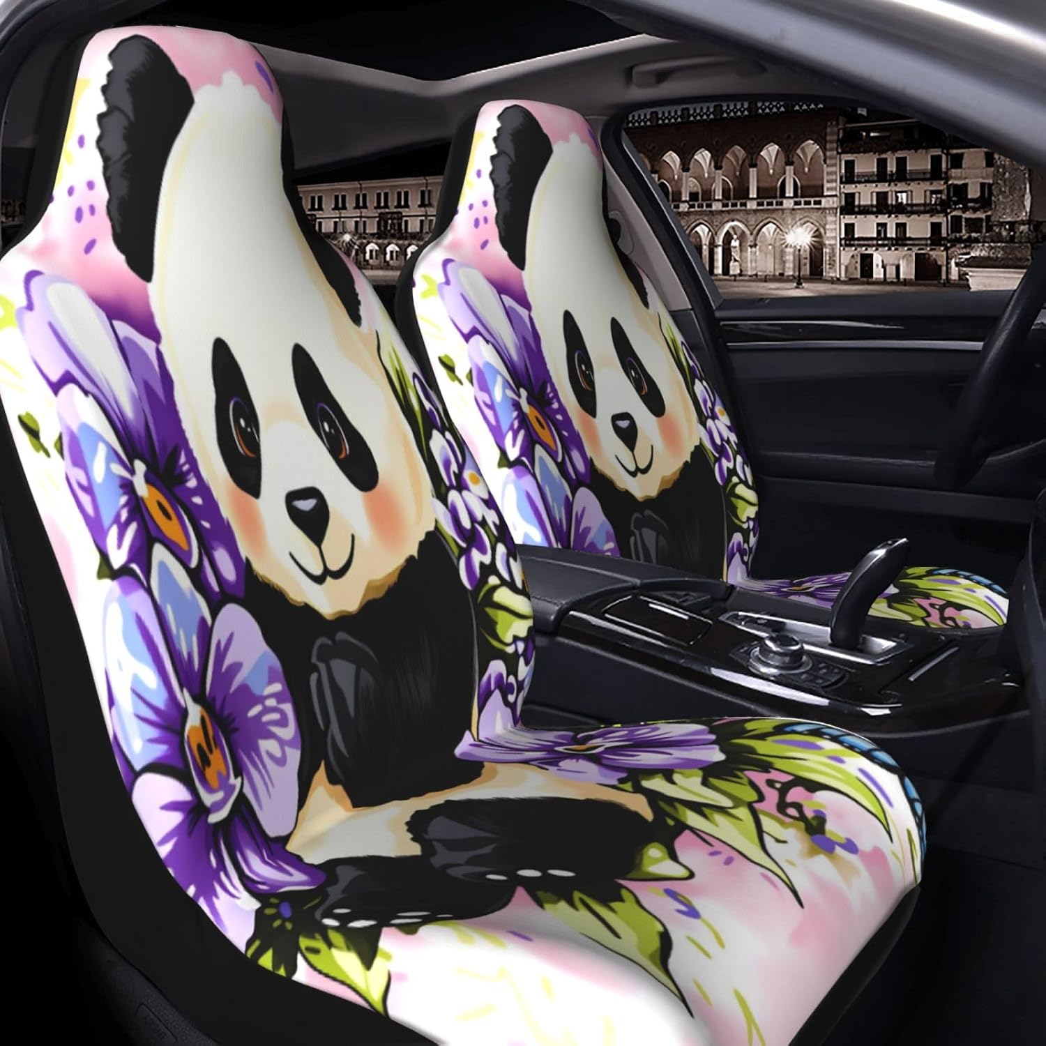 Cartoon Flower Panda Car Seat Covers Universal Auto Seat Cushion Protector Automotive Interior Decoration for Cars SUV Truck Sedan
