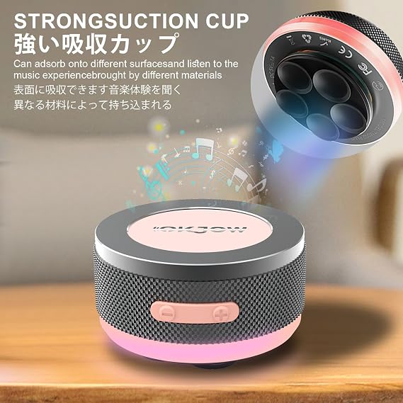 Bone Conduction Speaker, Bluetooth Speaker, Vibrating Speaker, Portable Wireless Speaker, 3D Surround Sound, 7.5W Output with Dynamic LED Light for Home, Office and Outdoor Use Gray, 02
