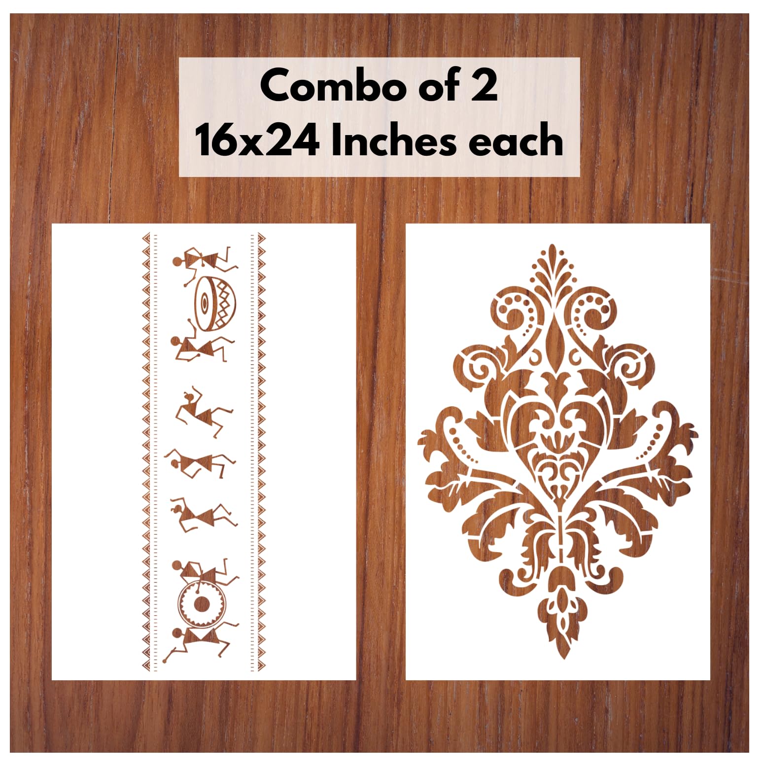 StenCart Combo of 2 Warli Art Tribal & Damask Design Jodhpur Stencils for Wall Painting DIY Reusable Wall Stencil Design for Wall Decoration (16x24 inch) -Pack of 2 (B0D9WJ7C1K) Amazon Price History, Amazon Price Tracker