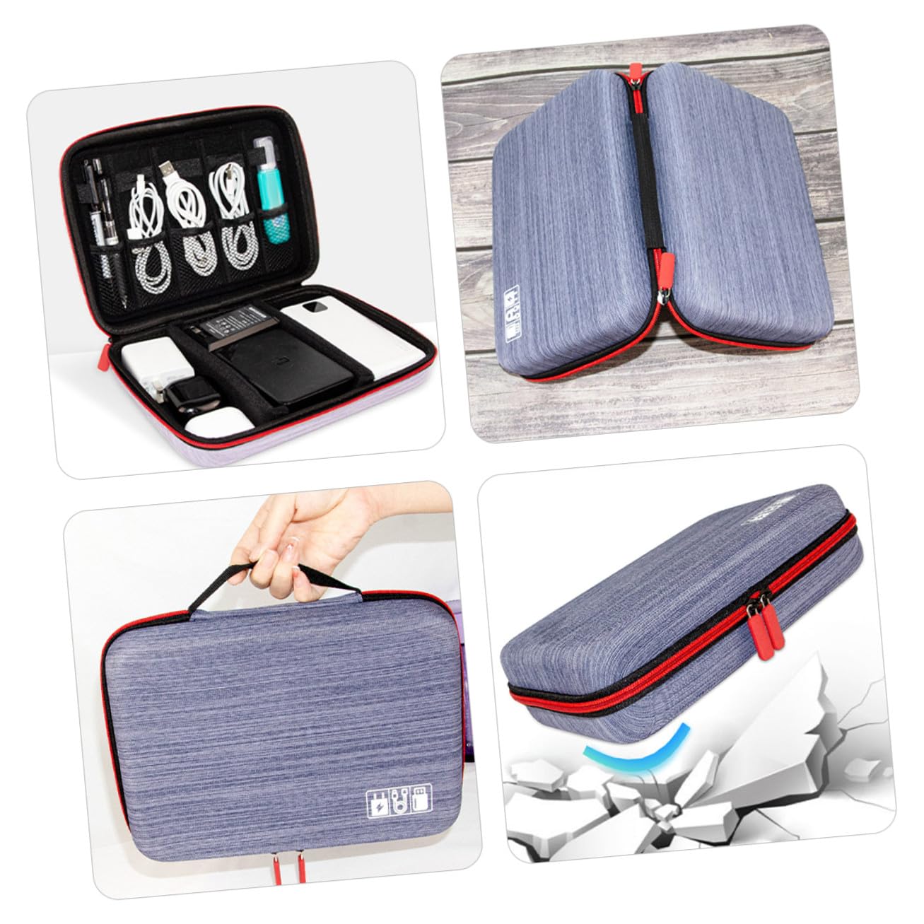 Bolsa Organizadora de Cables Ligera y Resistente al Agua Tela Oxford y Eva para Almacenamiento Electrónico y Accesorios Digitales