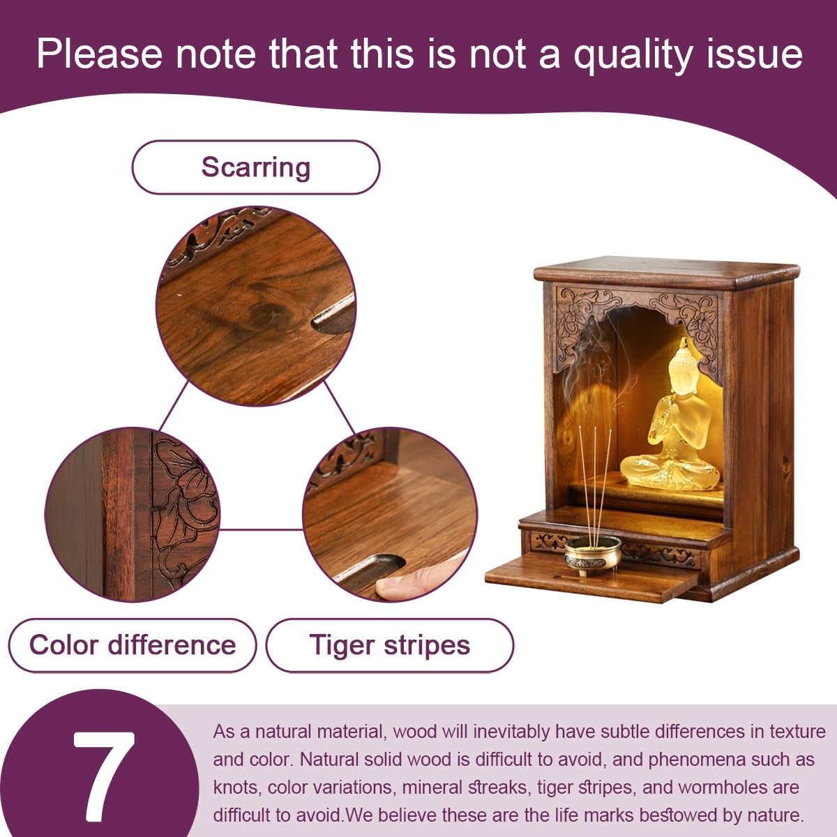 Meditation Shrine Buddhist Altar Table，Natural Bamboo Puja Table with Drawer，Multi-Tier Buddhist Butsudan Shrine，Greek Altar Catholic Loved Ones