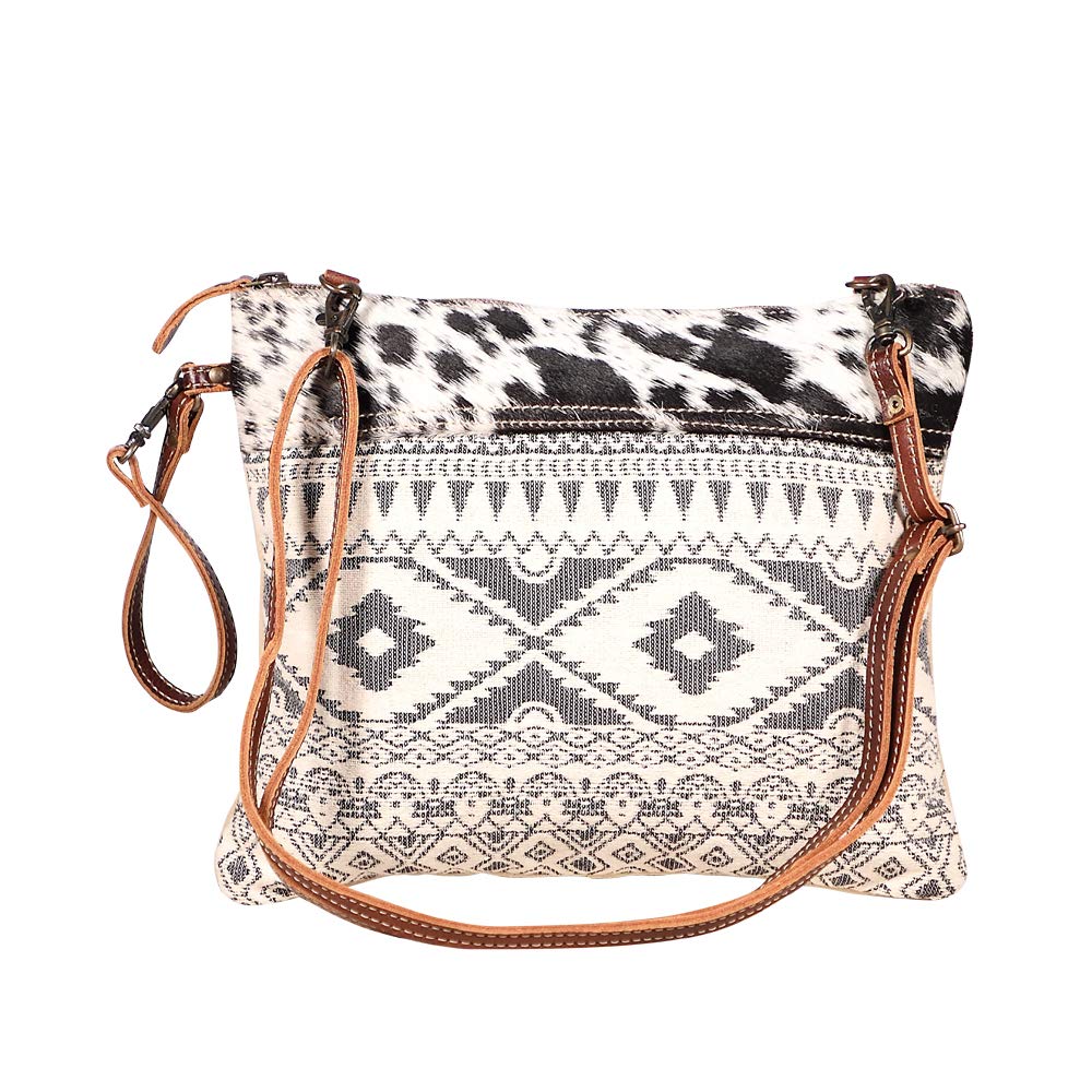 Myra Bag Canvas Mexican Bag - Fabric Boho Purses for Women with Genuine Leather Detailing and Chic Southwestern Design
