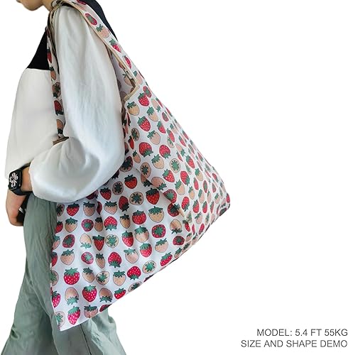 Miniatura 8 de HAPPYHEDI - Bolsas de comestibles plegables y reutilizables, lavables, asas largas, bolsa plegable, resistente a granel