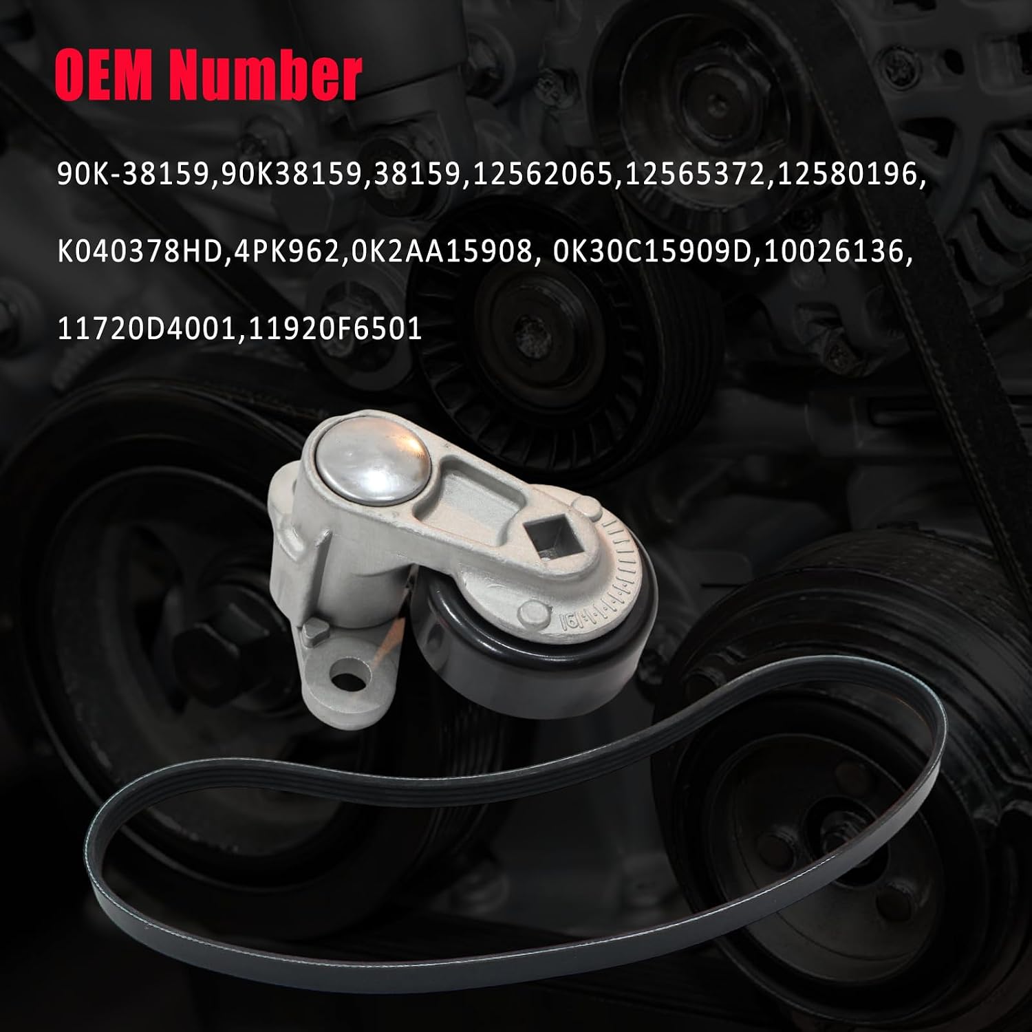 AUCERAMIC A/C Serpentine Drive Belt Tensioner Kit Fit for Chevy Avalanche Express Silverado Suburban Tahoe GMC Savana Sierra Yukon Cadillac Escalade Hummer H2 1999-2008 Replace #38159 90K-38159