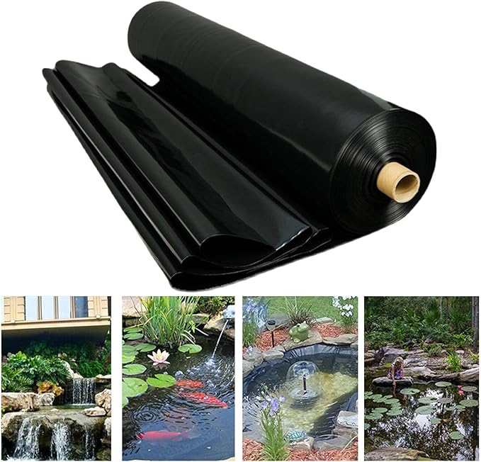 Image Pond Liner, HDPE Pond Liner Pond Skins Puncture and Tear Resistant Pond Skins, for Fish Pond, Garden Pond, Koi Ponds, Water Gardens and Fountains
