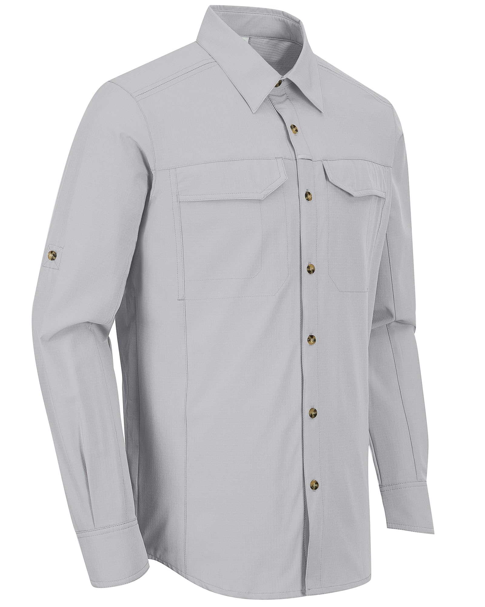 33,000ft Camisas de senderismo de manga larga para hombre, ligeras, de secado rápido, protección solar UV UPF 50, camisa de pesca, safari al aire libre, viajes