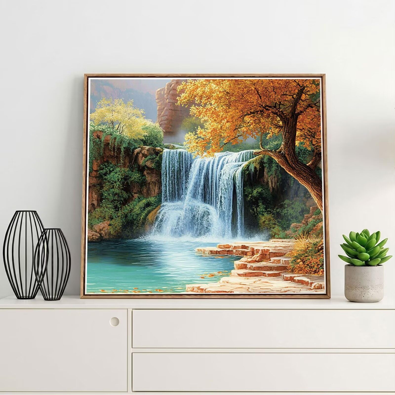 Broderie Diamant Kit Complet 5D, Automne Diamond Painting Adulte Plein Foret, Peinture Diamant pour Adulte Enfant Débutant, Loisirs Créatifs de Détente et Décoration Maison, Automne 90x90cm FX#1010