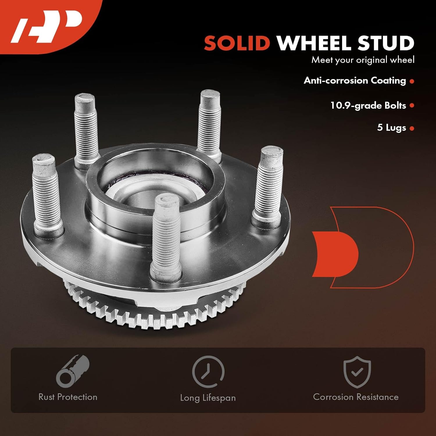 A-Premium 2 x Front Wheel Bearing and Hub Assembly with 5-Lug Compatible with Ford Mustang 1999-2004, RWD & 4-Wheel ABS Only