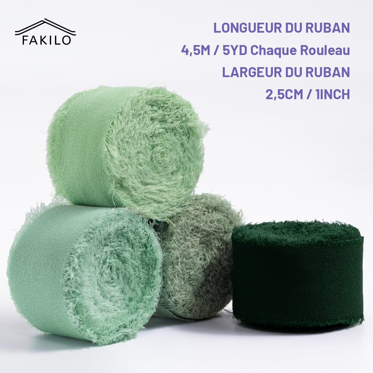 6 Rotoli Di Nastro In Chiffon Di Seta – 4 Cm X 5 M – Verde, Bianco, Rosa – Per Regali, Bomboniere E Bouquet - 2