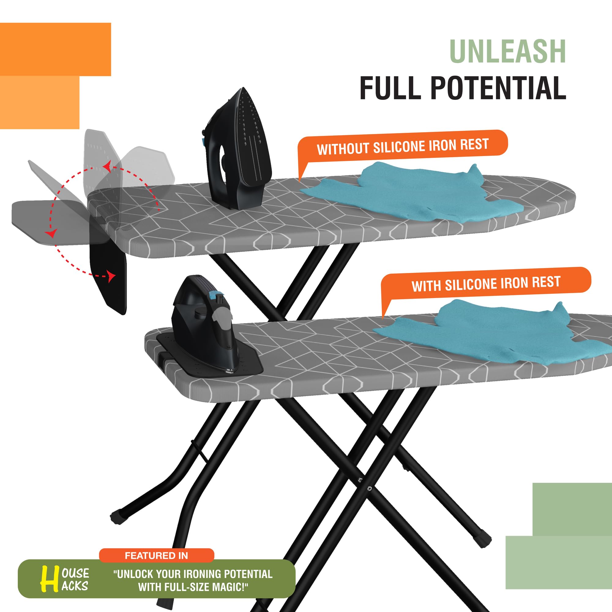 Xabitat Full Size Ironing Board 57 X 18 W/Wall Mount Hanger Full