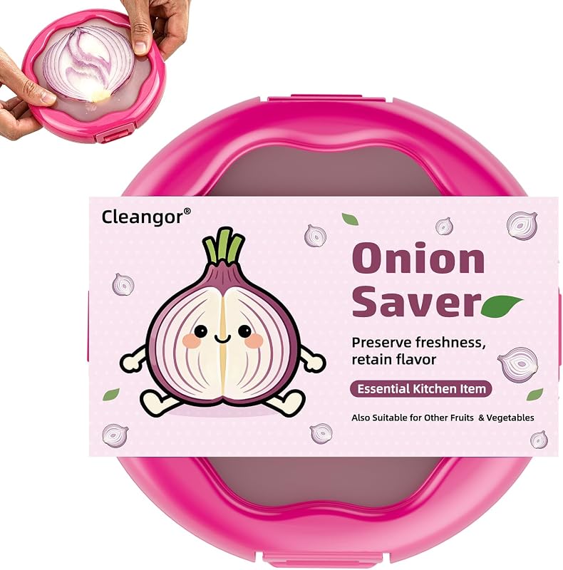 CLEANGOR Onion Saver with Snap-On Lid (1, Purple) | Silicone Food Saver, Onion Storage Container, Vegetable and Fruit Storage Container, Reusable Kitchen Gadget, Dishwasher Safe