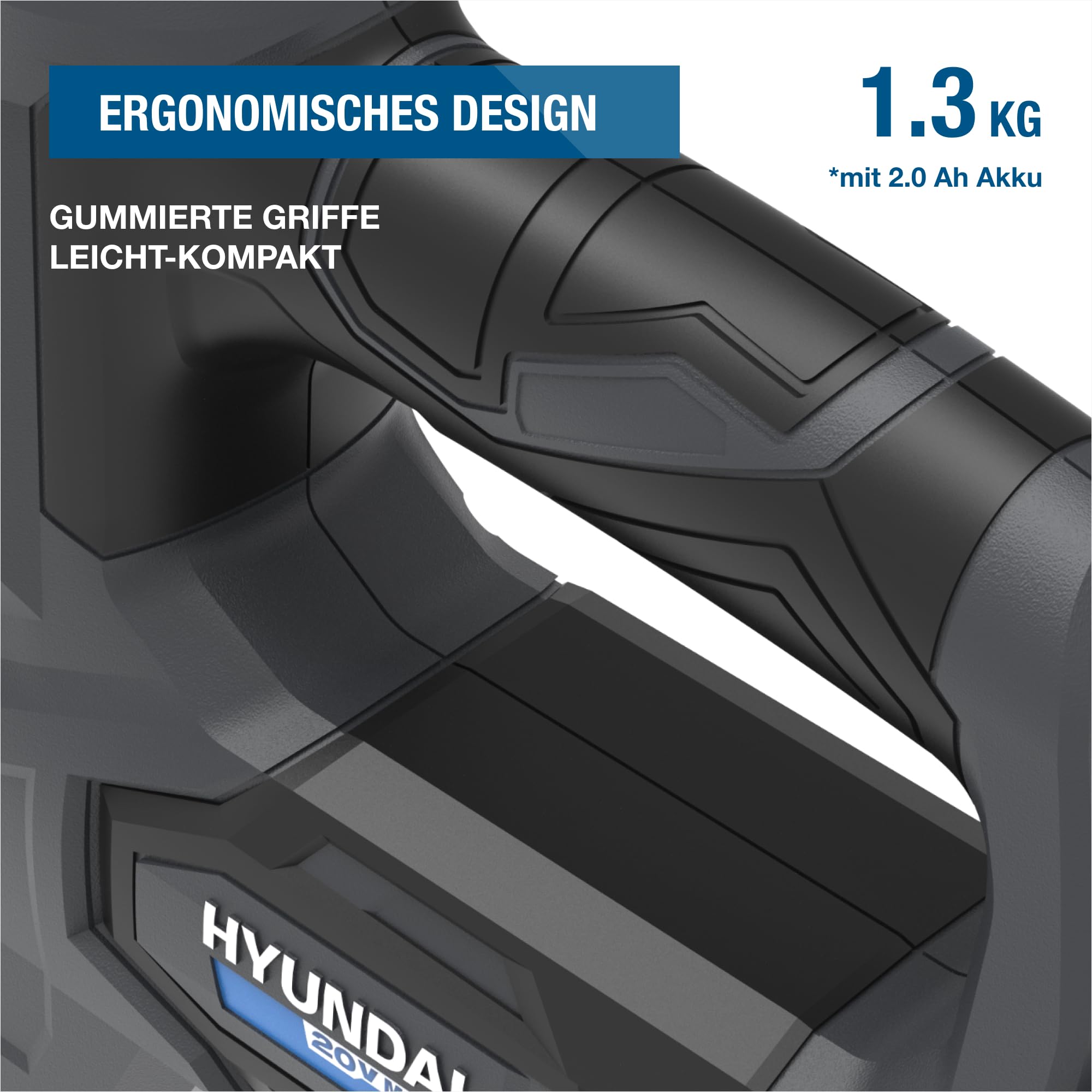 HYUNDAI Akku-Kompressor IF20S-2A1 | Li-Ion, 20V, 10-bar, 70 cm | multifunktionale Luftpumpe, Autokompressor | LED- & SOS-Notlicht | Lieferumfang: Luftkompressor, 3 Adapter, 1 x 2.0Ah Akku, Ladegerät