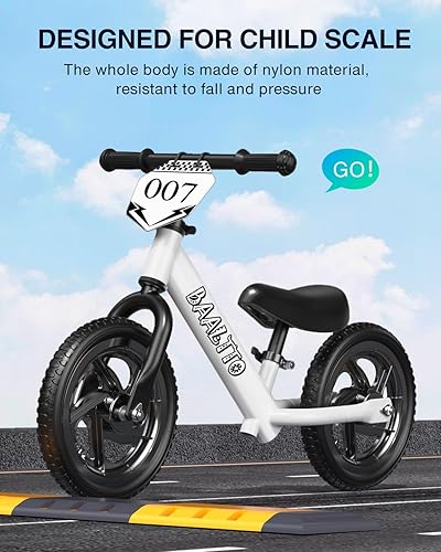 Miniatura 4 de Bicicleta de equilibrio para niños de 2 años, de 2 a 5 años, bicicleta para niños de 12 pulgadas con placa personalizable (incluye 3 juegos de