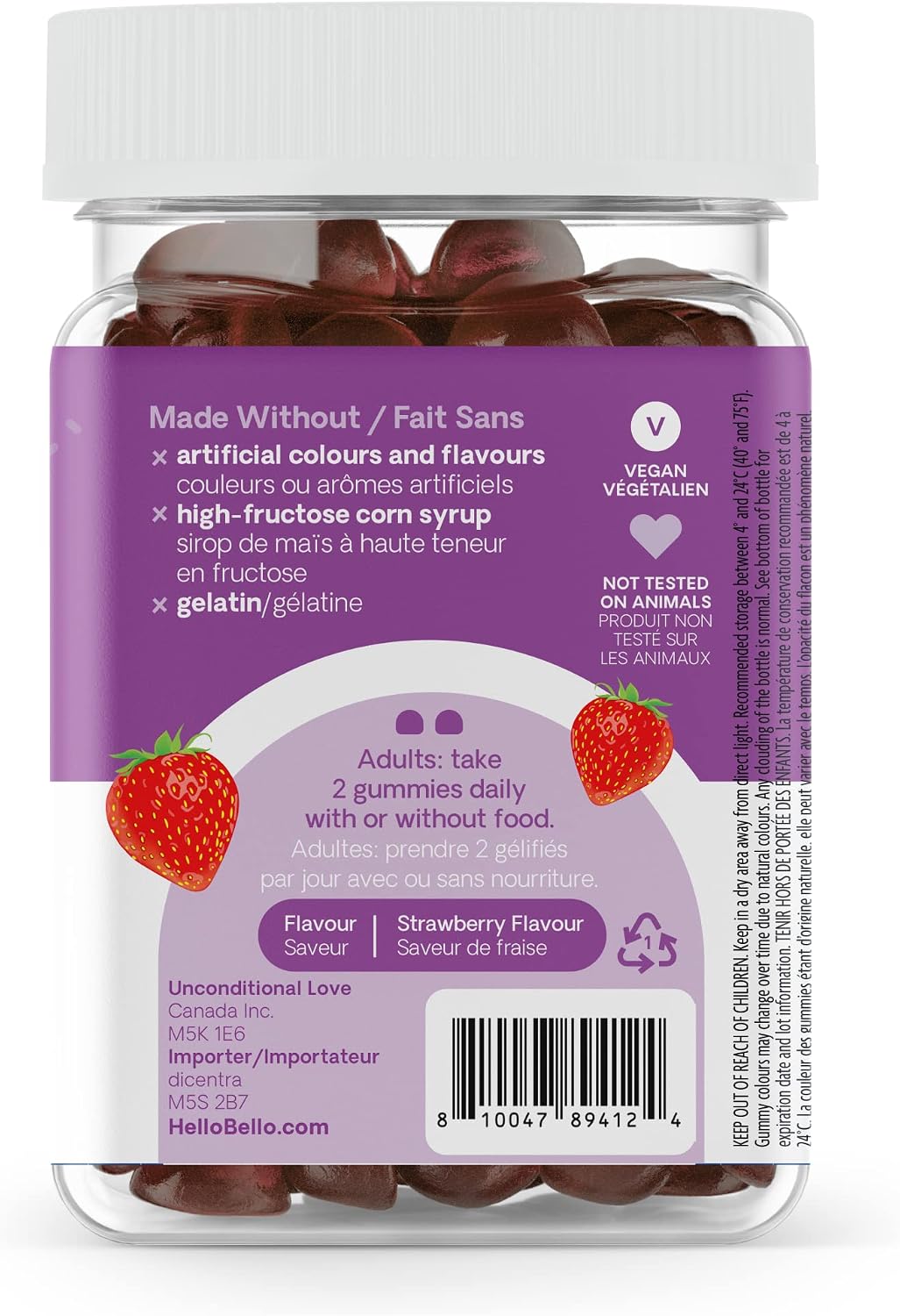 Hello Bello Hair, Skin + Nails Gummy Vitamins – Biotin, Vitamin E Vegan Non-GMO Gummies 75 ct (1 Pack)