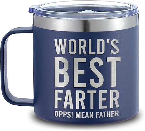 Hyturtle World's Best Farter Coffee - Taza de café azul marino, regalo de 14 onzas para papá, regalos para papá de hija, hijo, niños, día del padre,