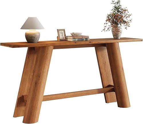 Miniatura 8 de Mesa consola de madera maciza, 70.9 pulgadas estrecha y larga para sofá detrás del sofá, muebles de entrada de madera para sala de estar, entrada,
