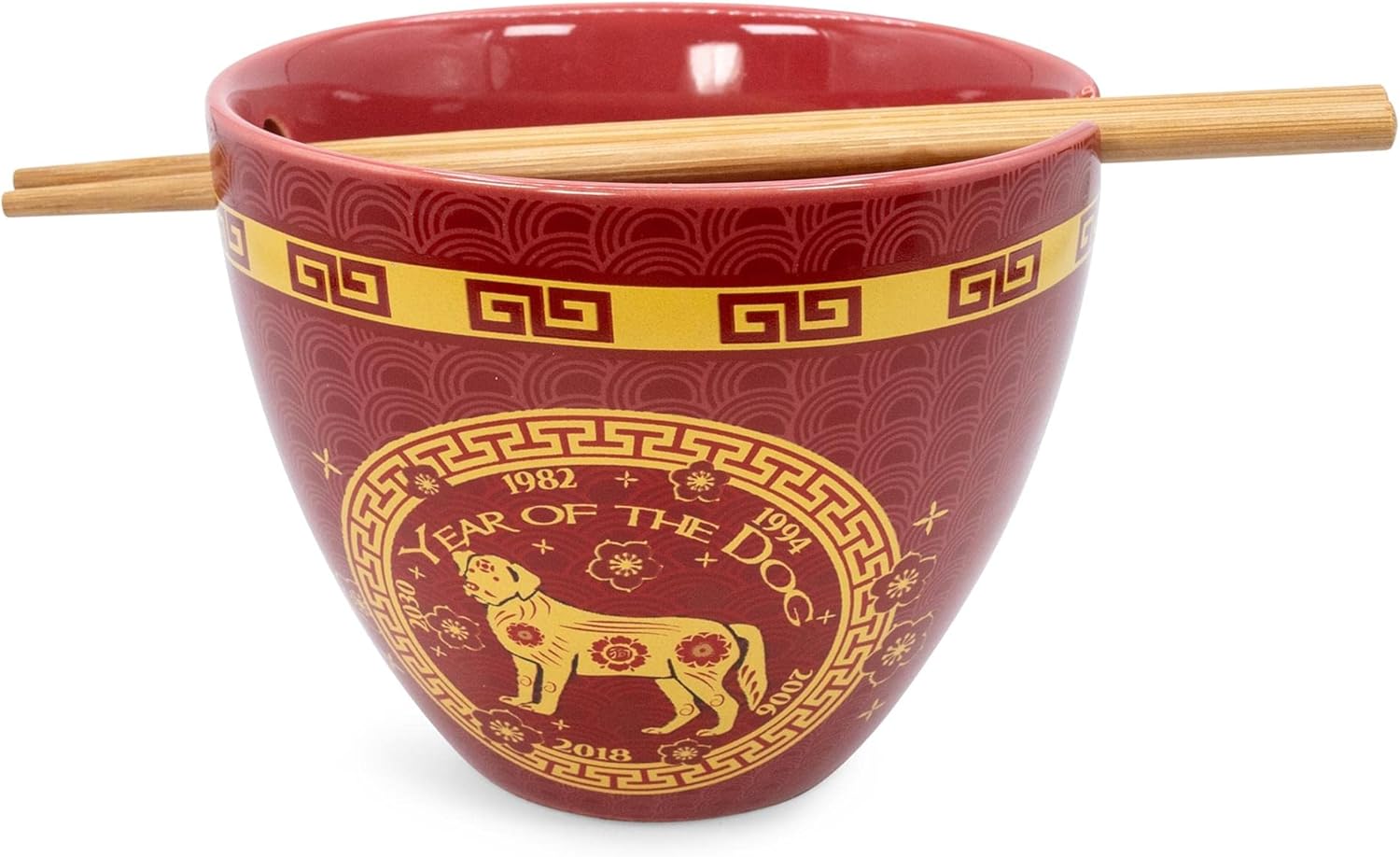 Boom Trendz Year Of The Dog Chinese Zodiac Ceramic Dinnerware Set Includes 16 Ounce Ramen Noodle Bowl and Red One Size