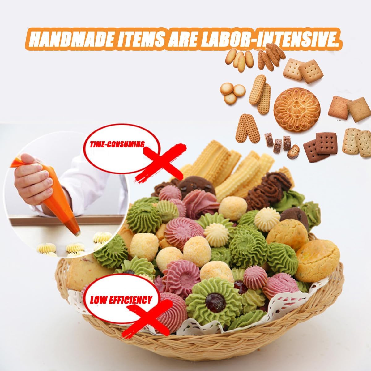 Macchina per biscotti con ugelli intercambiabili per pasticceria e artigianato, facile da usare, ideale per biscotti e dessert fatti in casa, perfetta per progetti fai da te