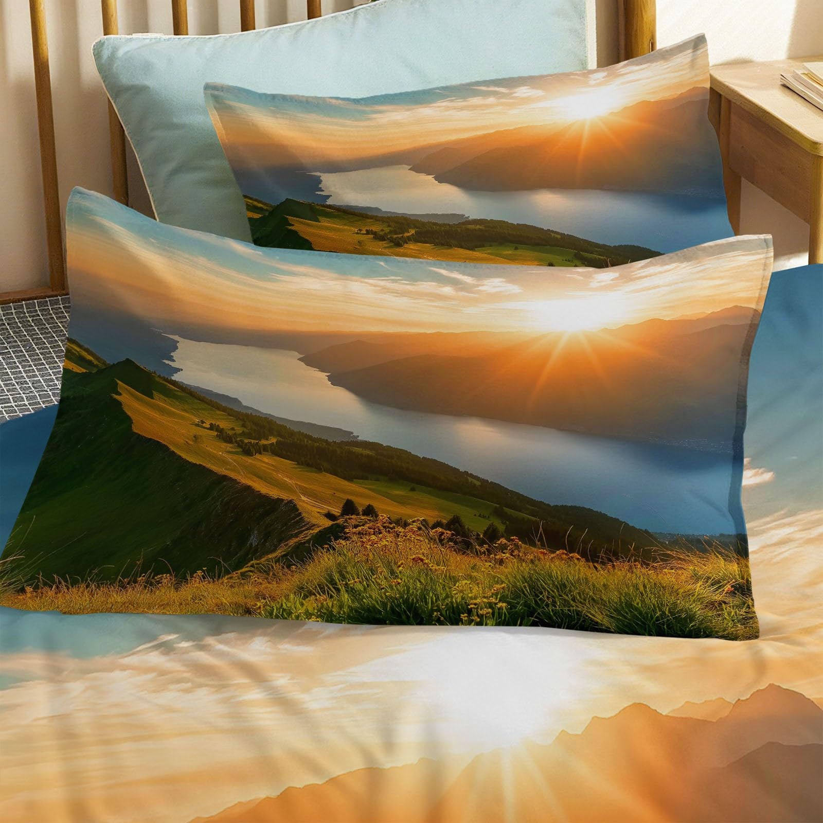 Zestaw poszewek na kołdrę dla nastolatków z 2 poszewkami na poduszki 65 x 65 cm, 3-częściowy zestaw pościeli z mikrofibry z zamkiem błyskawicznym, do łóżka pojedynczego lub 2-osobowego, wielokolorowe