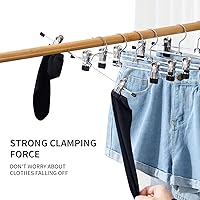 Vista 4 de Paquete de 12 perchas para pantalones con clips para mujer, perchas de metal resistente para ropa para armario, ahorro de espacio, antideslizante