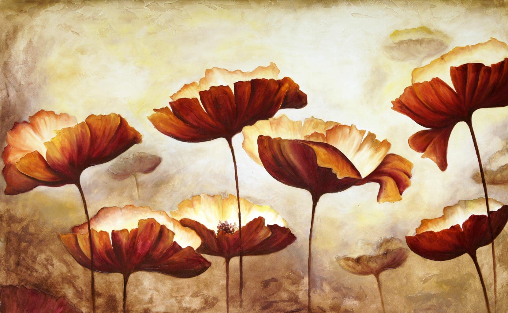 LOOK MY WALL Floral Painting With Frame Big Size Canvas Printed Wall Art Home Decorative Paintings (24x15) Multicolor