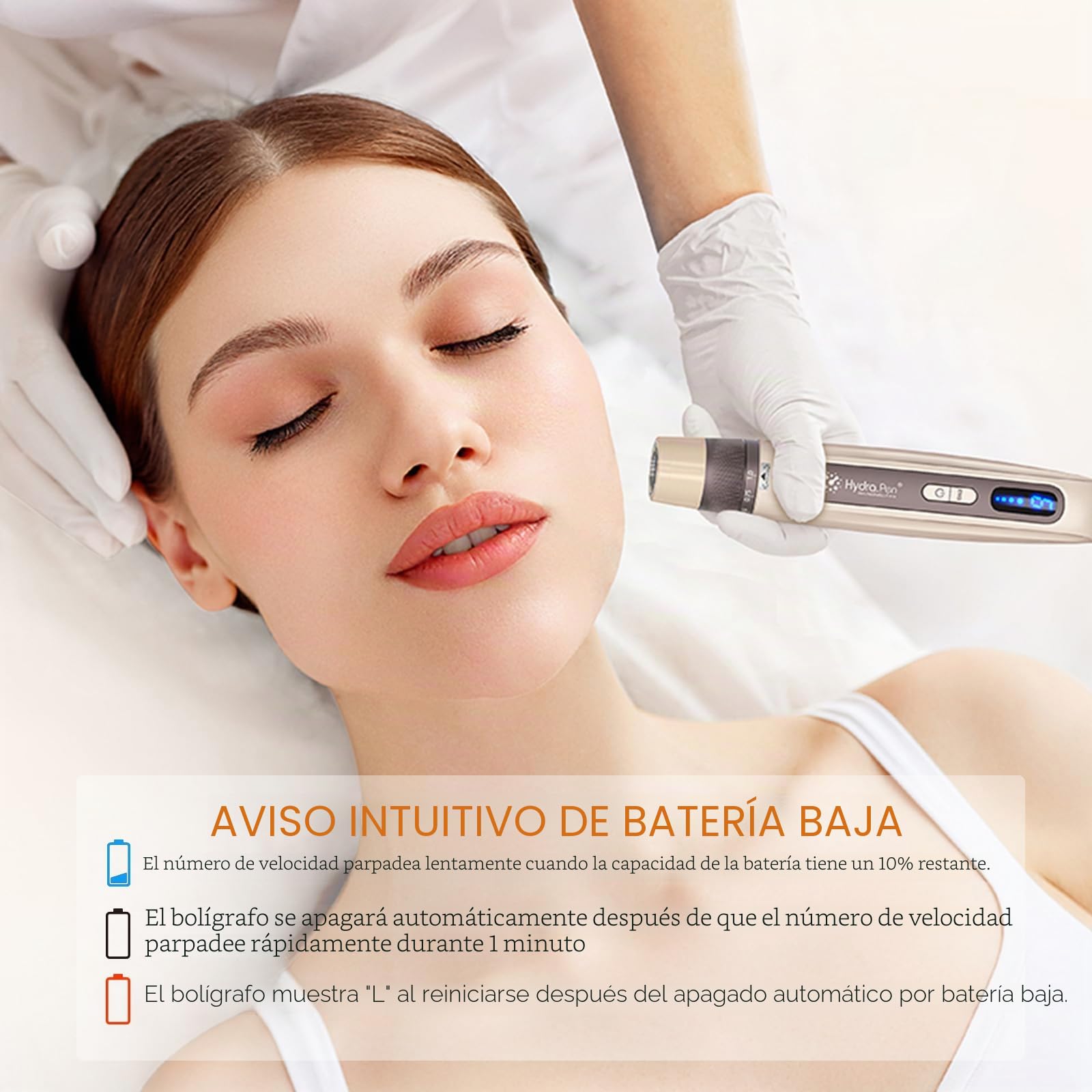 Hydra.pen H5 Microneedling Pen Profesional Inalámbrico, Microneedle Aplicador de Suero con Microcorriente EMS y Pantalla LED, Para Cuidado de la Piel, Arrugas, Cicatrices y Caída del Cabello, Oro