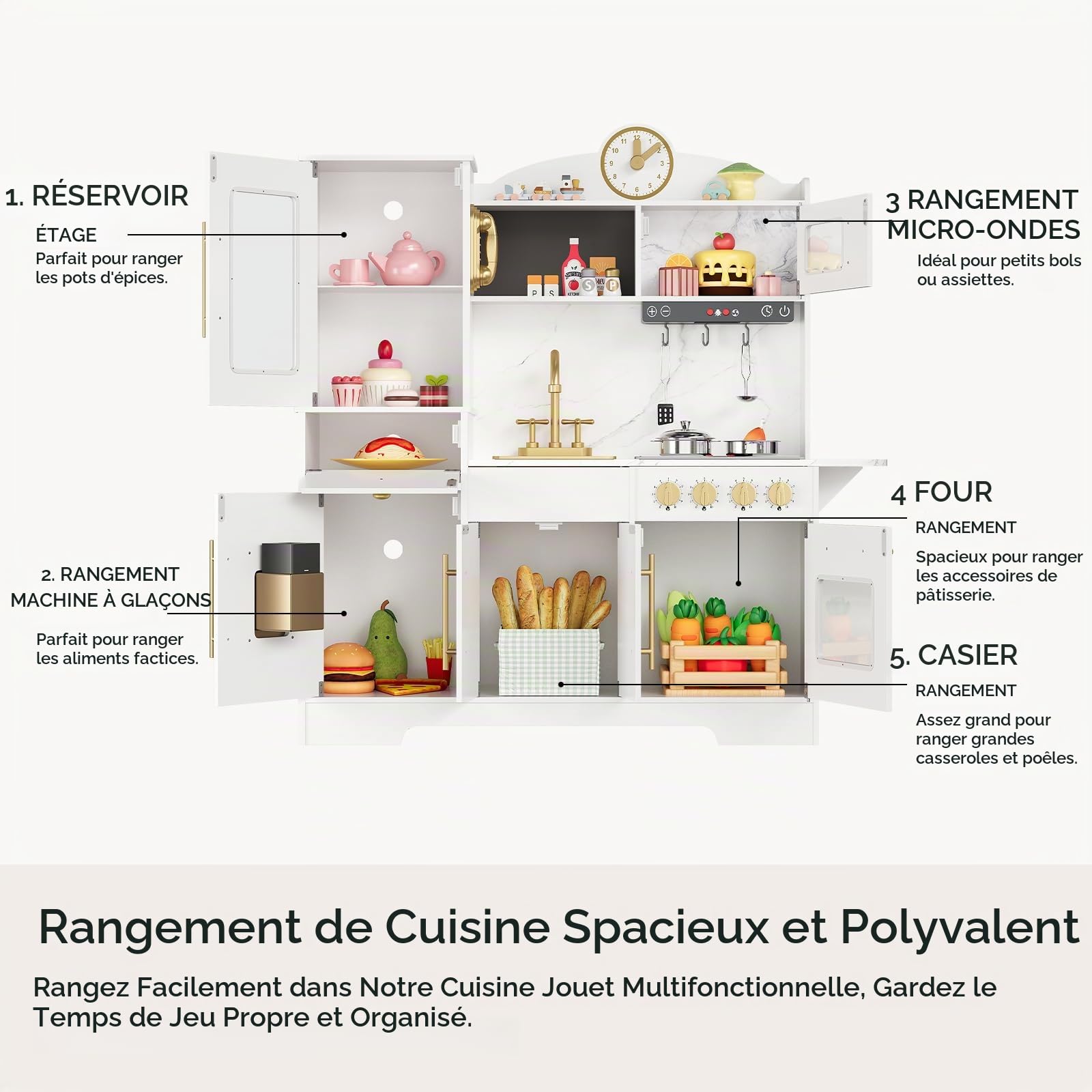 Garvee Cuisine Enfant en Bois Grande Taille, Cuisine de Jeu pour Enfants