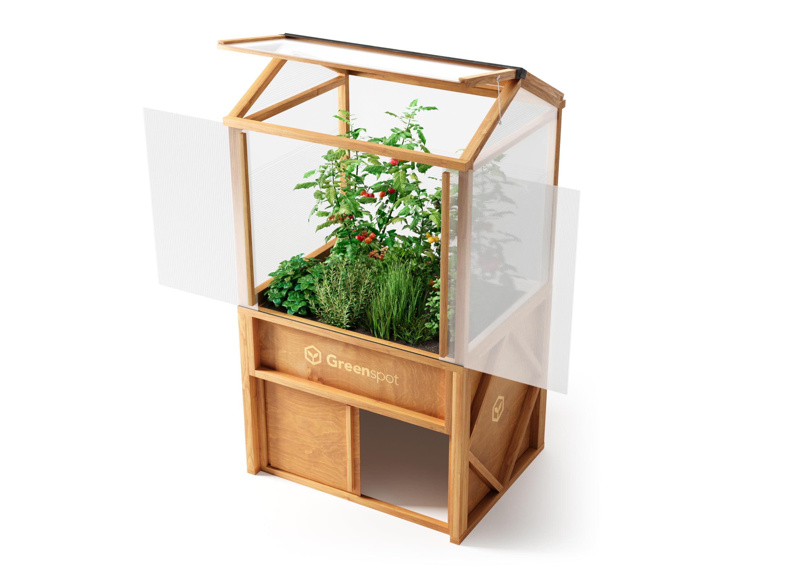 Greenspot - Mini Szklarnia - do Ogrodu, na Taras, Balkon - 100x80x178 cm - z Drewna i Tworzywa - Mini Ogród Zimowy, Mała Szklarnia na Pomidory, w Stylu Vintage - Lavish Palisander
