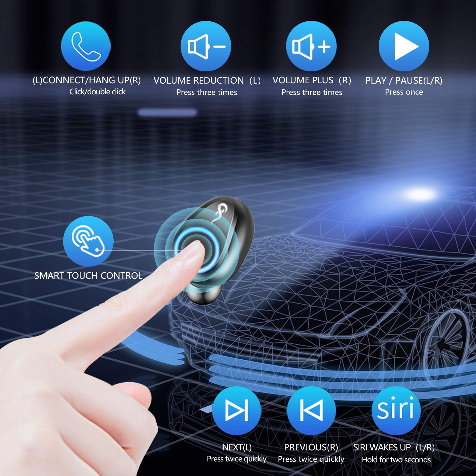 SUNhai F9 TWS Wireless Bluetooth 5.0 