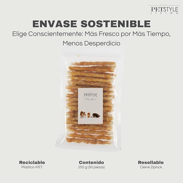 Foto 6 de 8 de Petstyle Living Palitos para Masticar con Pollo - Snacks para Perros - 12,5 cm - Pack 30 Unidades