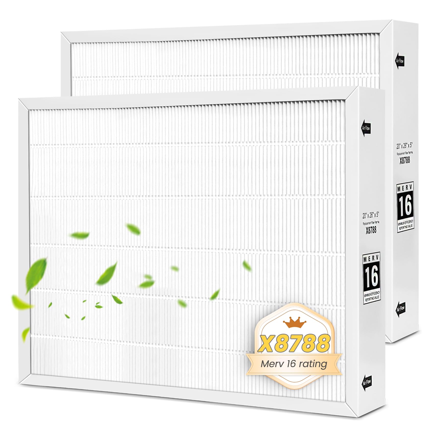 2 Packs，Upgrade X8788 MERV 16 Furnace Filter,20x26x5 Filter,X8788 Merv