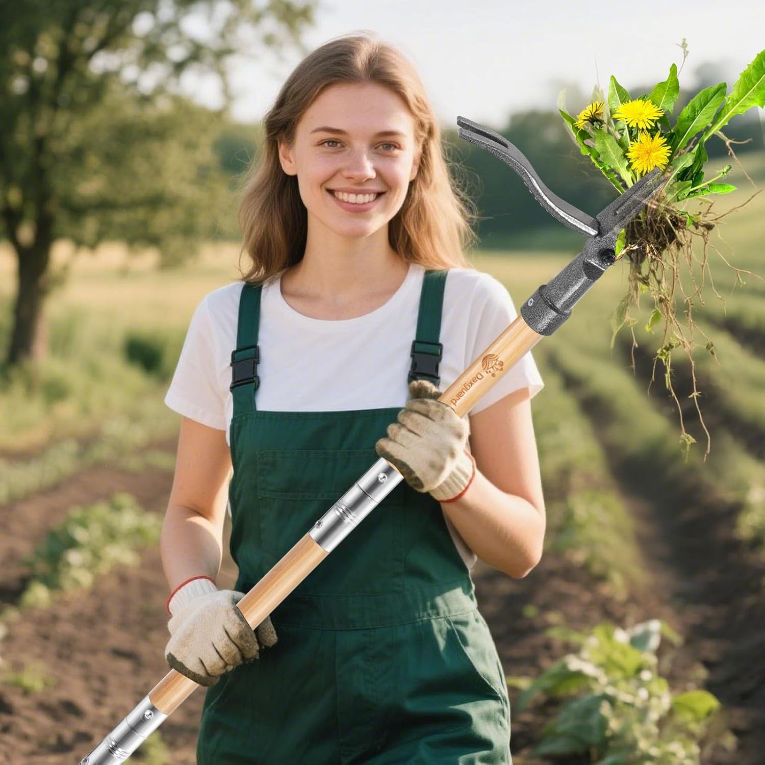 Estrattore Erbacce con 4 Artigli e Pedale Antiscivolo,111cm Manico Lungo in Legno,Estrattore Manuale Erbacce da Giardino,Estirpatore Erbacce per Dente di Leone Attrezzo per Estirpare le Erba