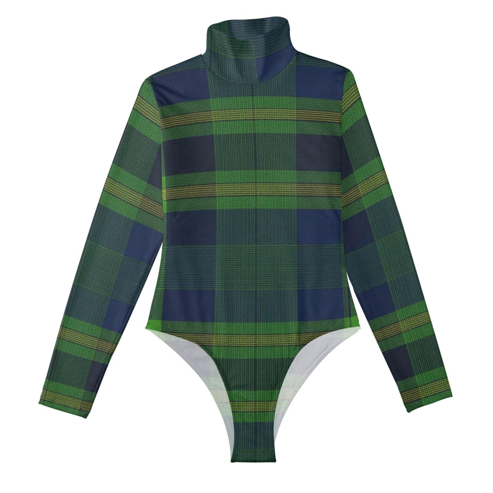 Camiseta moldeadora mujer cuello alto body manga larga verde oscuro 8