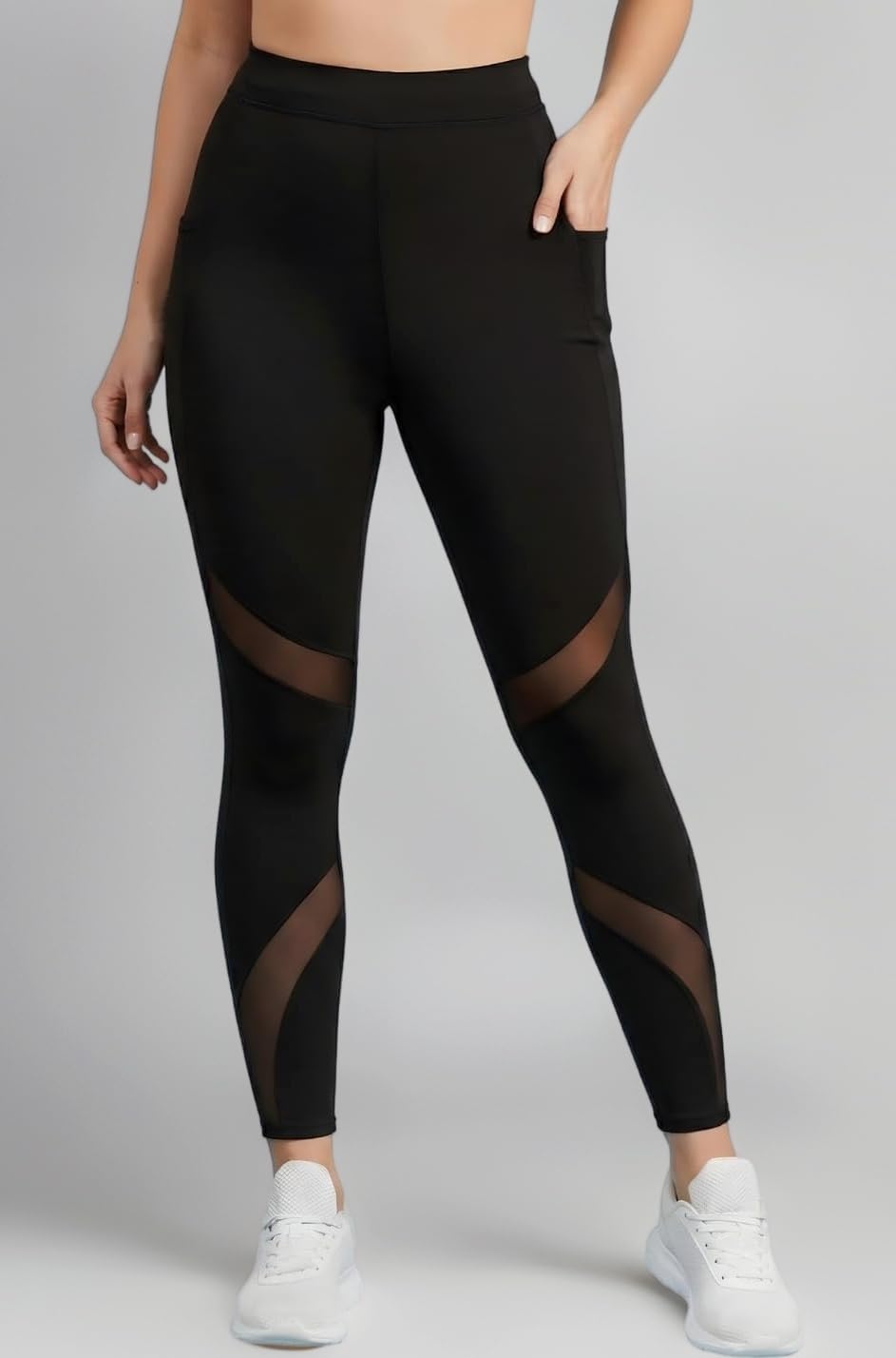 Stretchable Gym Pants for Women Workout : The Ultimate Yoga Pants | Workout Lowers | Gym Track Pants for Woman with Mesh Insert & Side Pockets (2670)