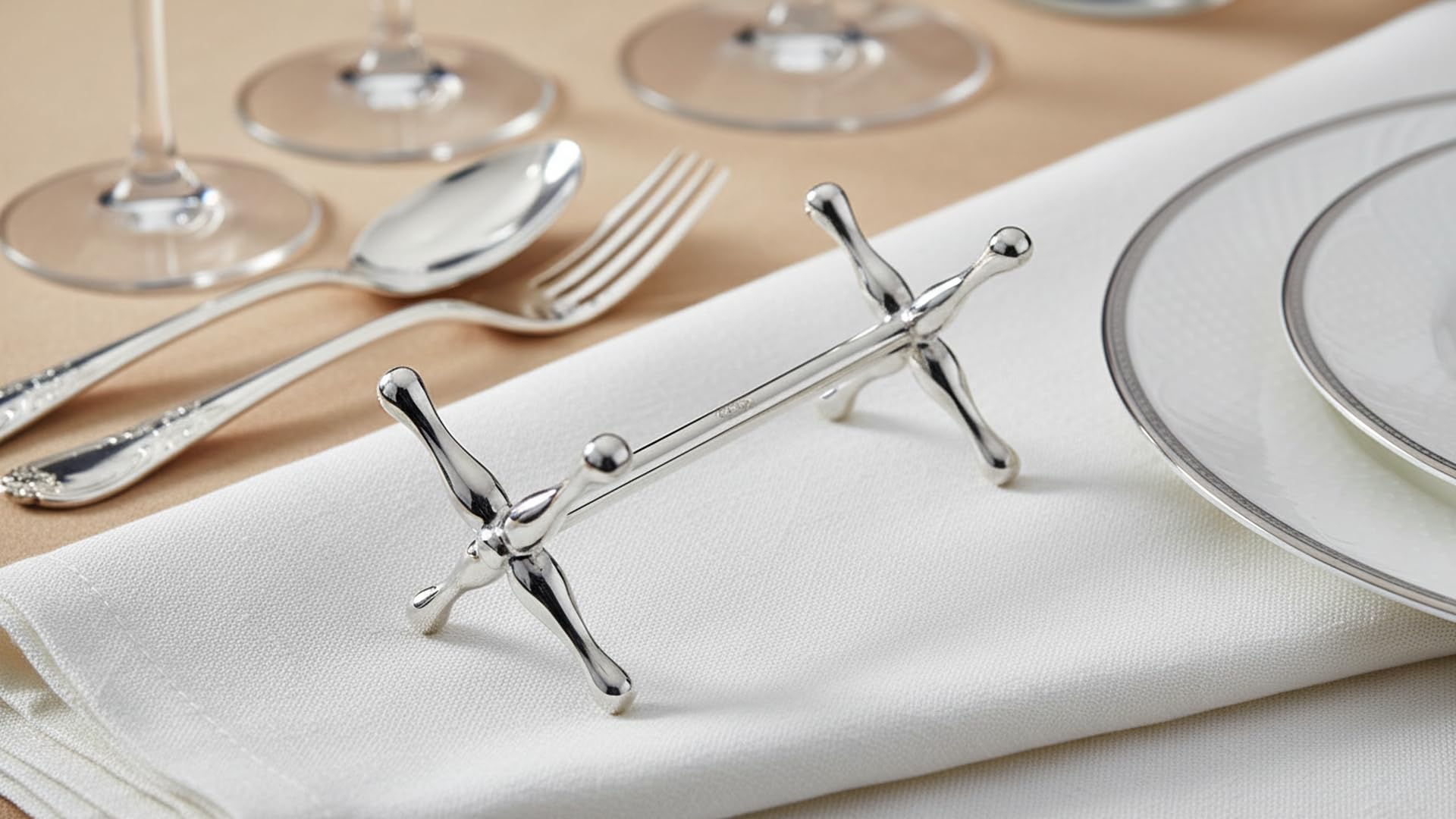 Messerbänkchen 925 Sterling Silber – L 7 cm – Edle Besteckablage für den Tisch – Inkl. Geschenkbox – Massives Silber