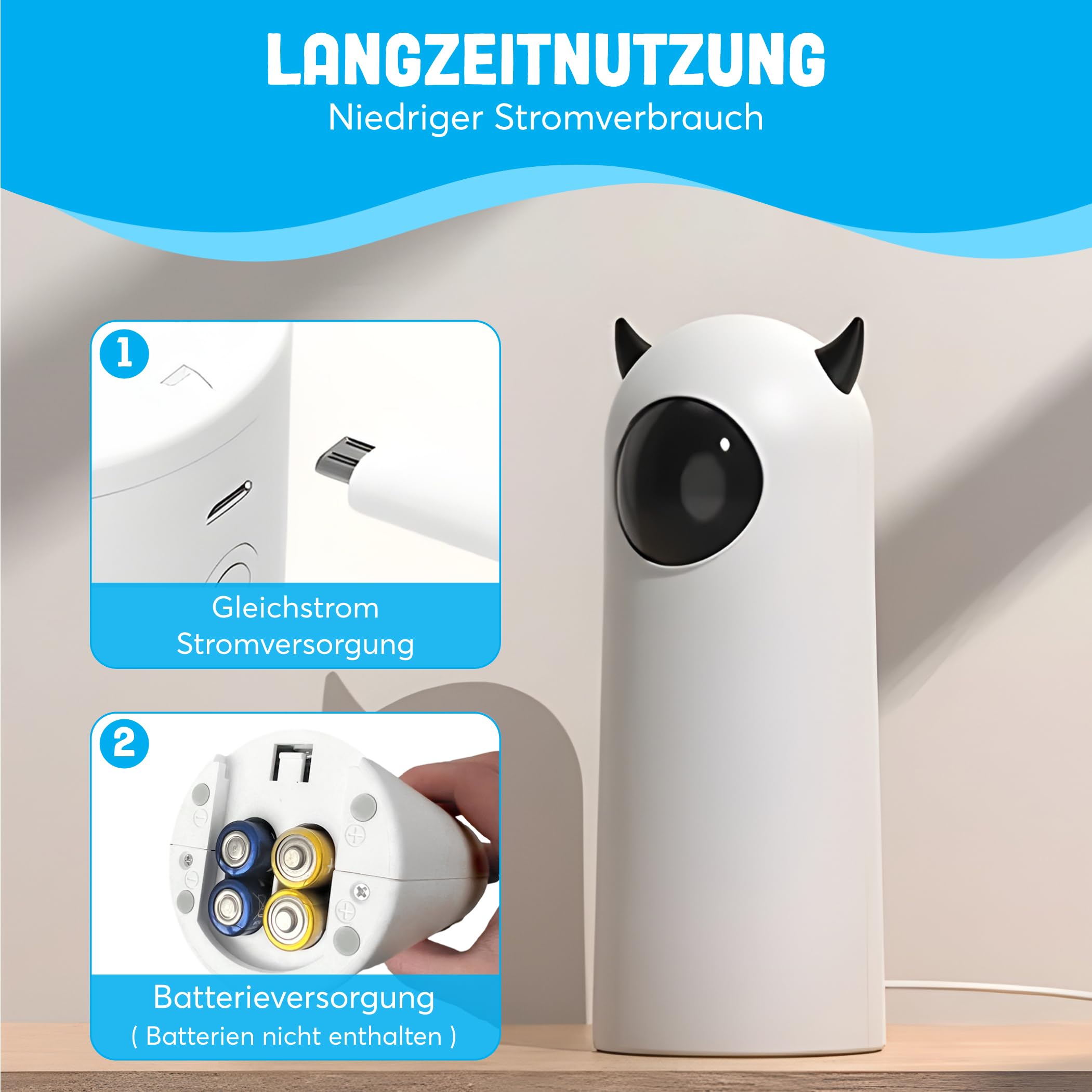 Interaktives bewegungsförderndes Katzenspielzeug mit automatischen & zufälligen Laserprojektionen - verstellbare Geschwindigkeit - Laserpointer für körperliche & geistige Aktivität für Ihre Katze