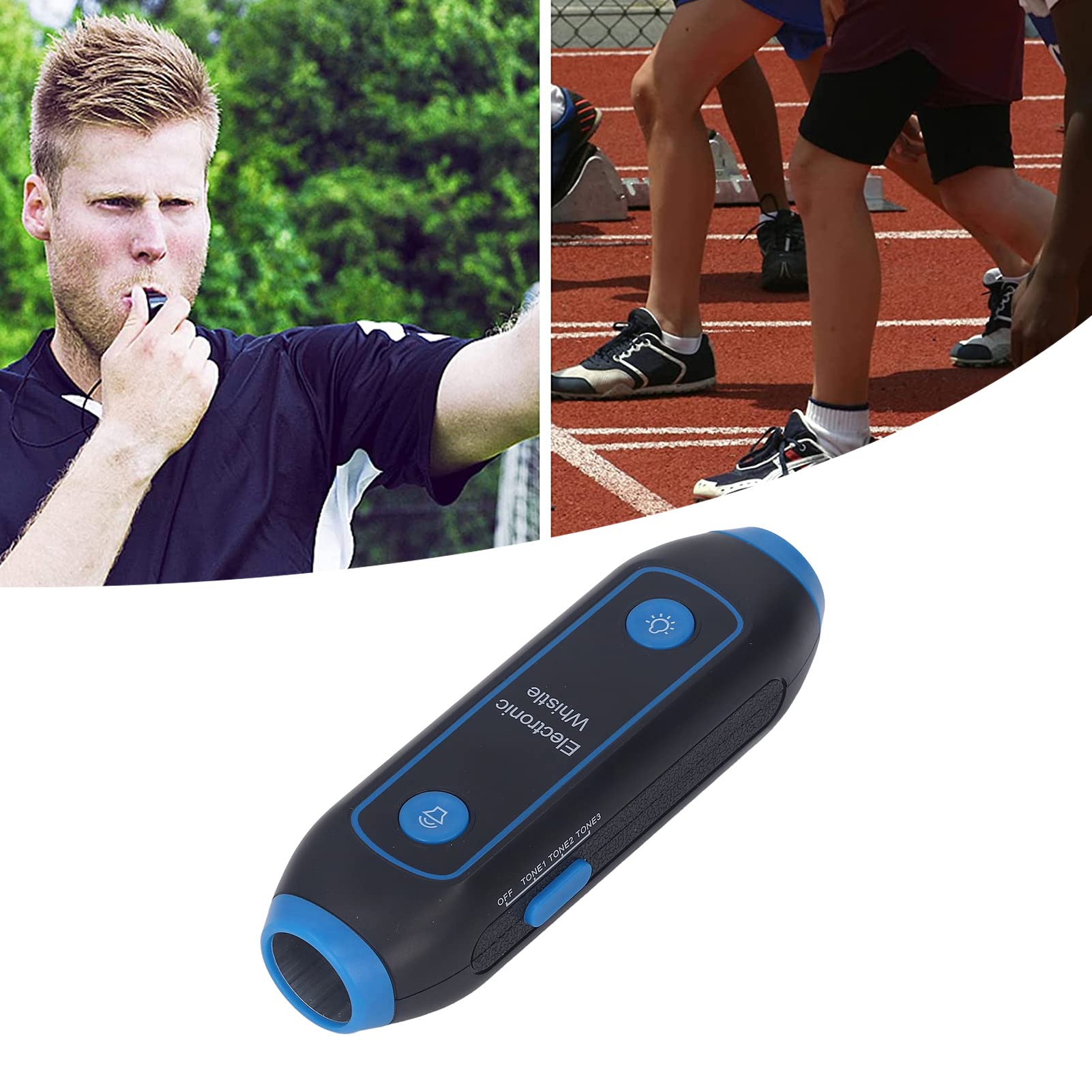 Ejoyous Elektroniczne gwizdki, ręczny elektryczny gwizdek 3 tony 3 poziomy głośności ze światłem LED i smyczą gwizdek sportowy do siatkówki na świeżym powietrzu dla trenerów