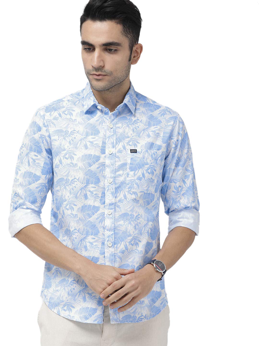 the indian garage co Men's Cotton Slim Fit Abstract Printed Full Sleeves Cutaway Collar Casual Shirt-picture-27