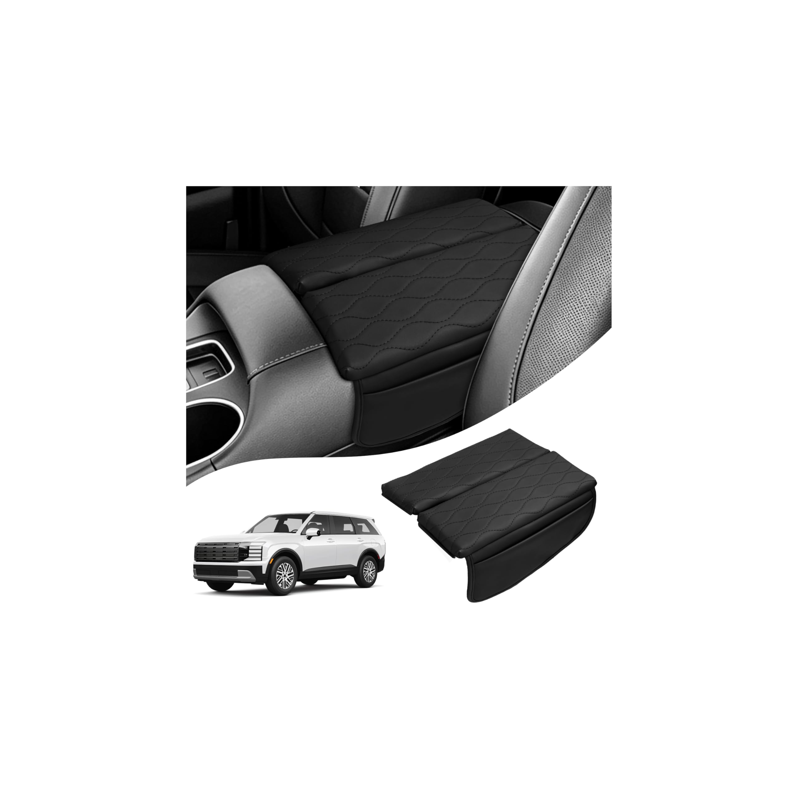 Autorder Copertura per console centrale per Hyundai Palisade (LX3) 2026 Accessori Fodera per cuscino per bracciolo con tasche Borsa in pelle Cuscinetto per console centrale antigraffio per animali